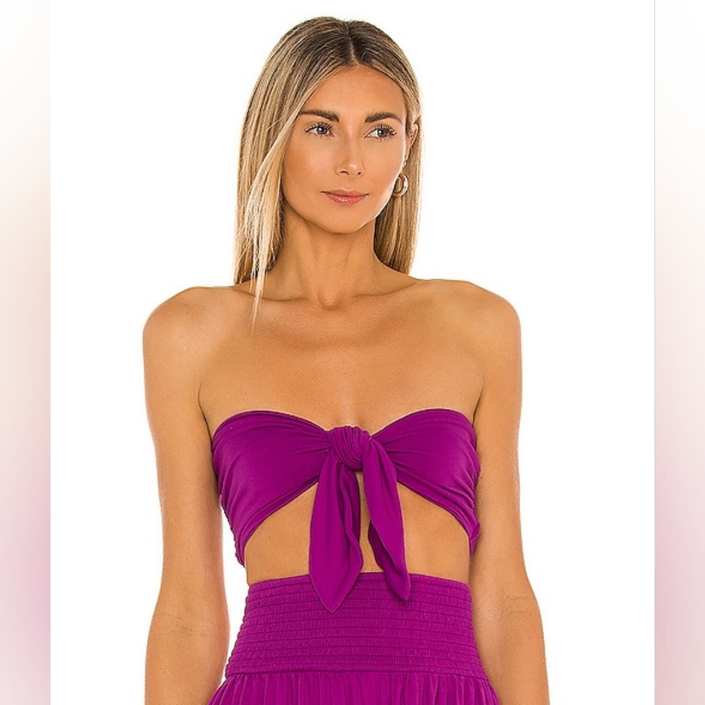Susana Monaco Reversible Crop Smocket Bow Top